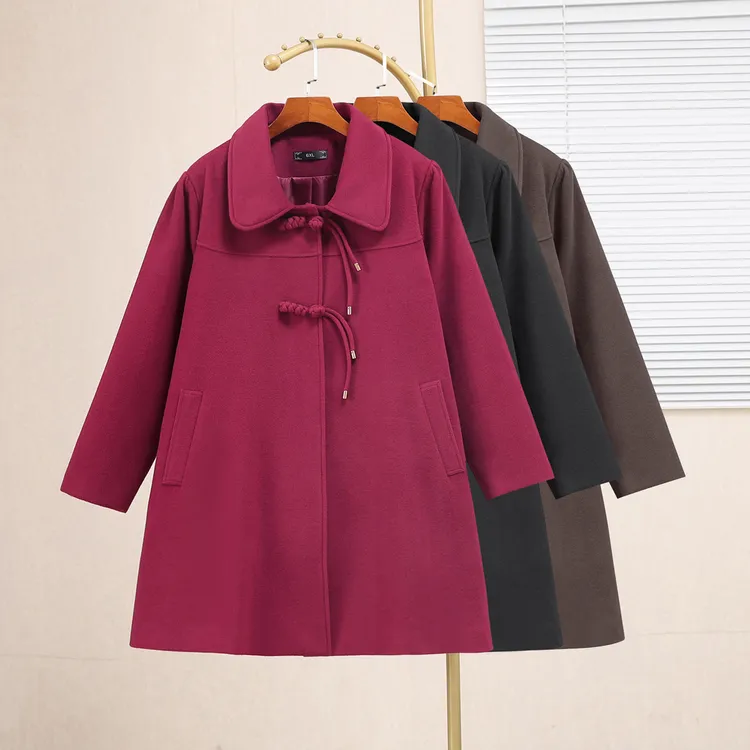 15266T大码女装中长款毛呢外套女冬季胖mm洋气显瘦200斤呢子大衣