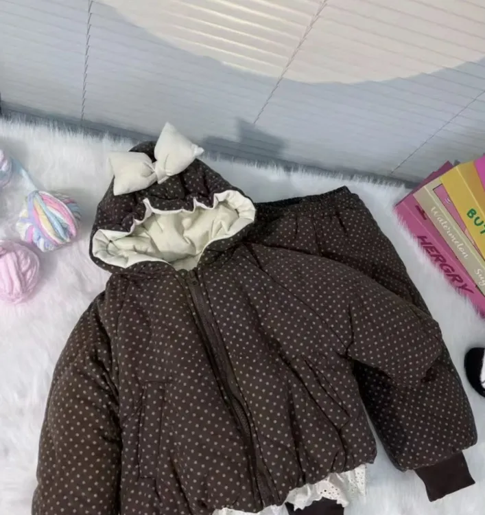 女童加绒加厚新款家居服2025新款套装儿童韩版洋气棉衣外套棉裤潮