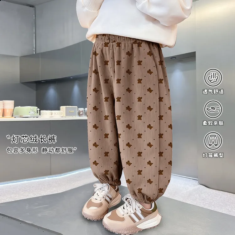 2025儿童裤子春秋新款男女童运动裤中小童洋气百搭灯芯绒束脚长裤