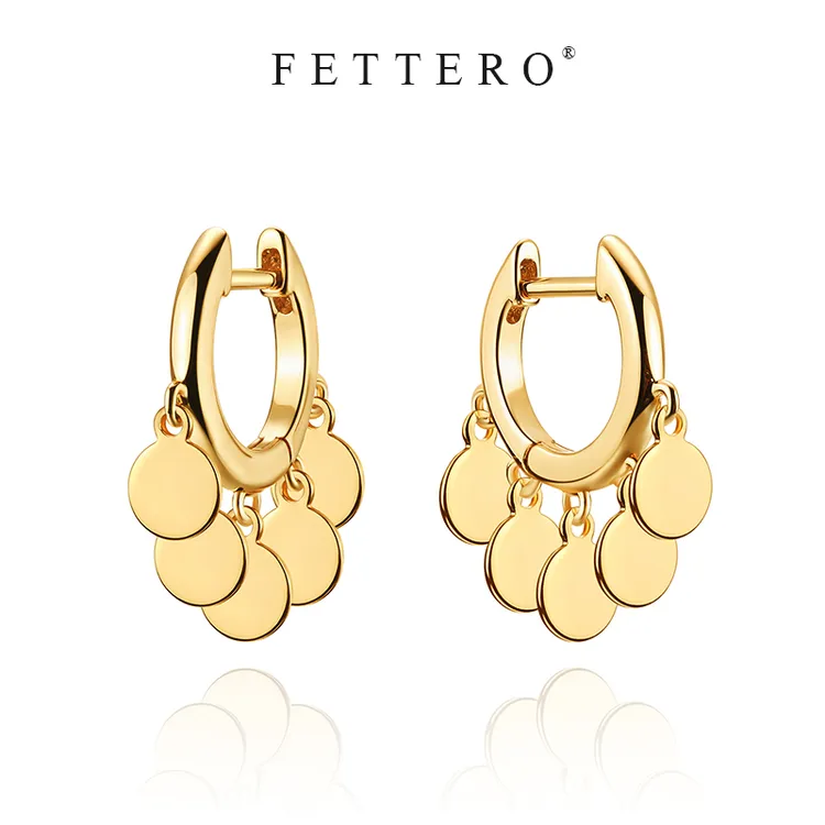 fettero 铜合金耳饰 【圆片摇铃耳环】高定设计时尚气质百搭耳饰