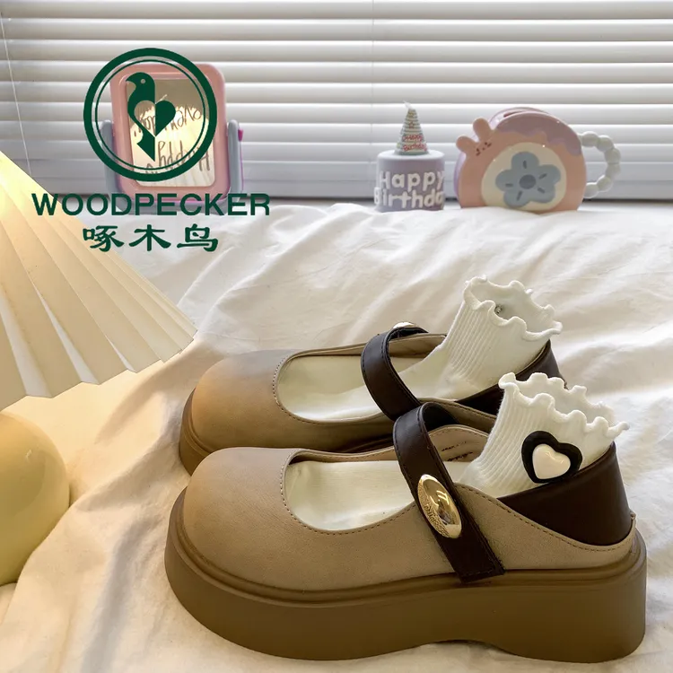 啄木鸟松糕厚底玛丽珍单鞋女2025秋季新款英伦风配裙子勃肯小皮鞋