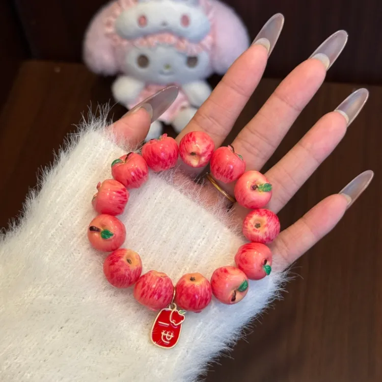 非金属树脂手链 圣诞节平安夜苹果礼物可爱手链设计个性配饰ins