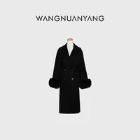 【WNY STUDIO】夜曲｜狐狸毛中长款羊毛双面呢大衣（23N80106）