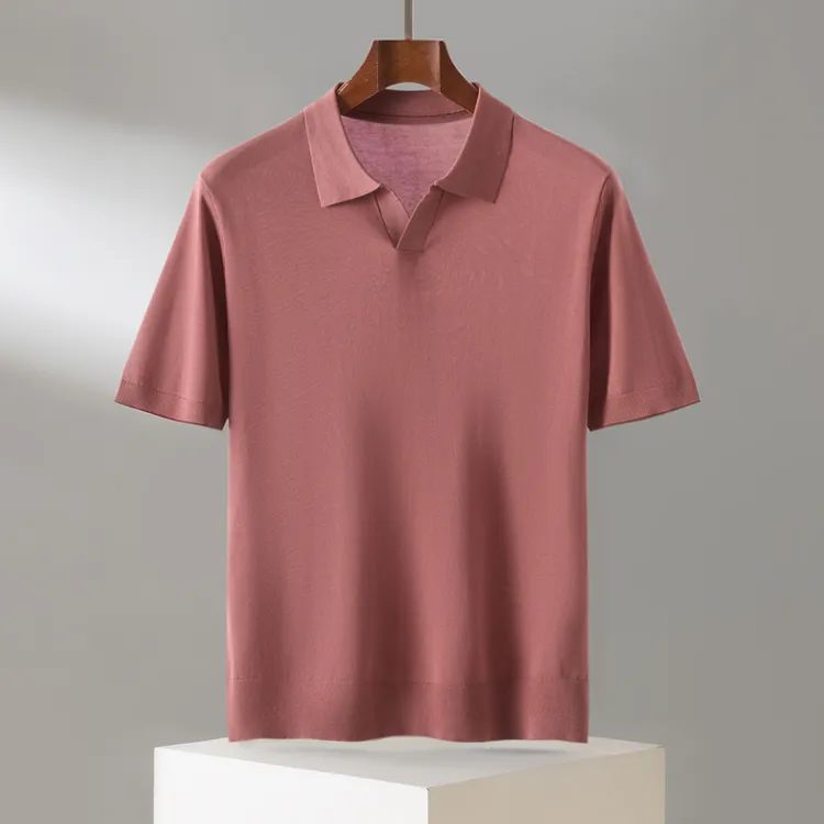 海鸥领100%莱赛尔天丝POLO衫短袖夏季翻领男士T恤针织时尚薄款