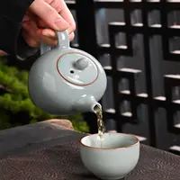 新式哥窑1壶2杯陶瓷家用茶壶茶杯-T1