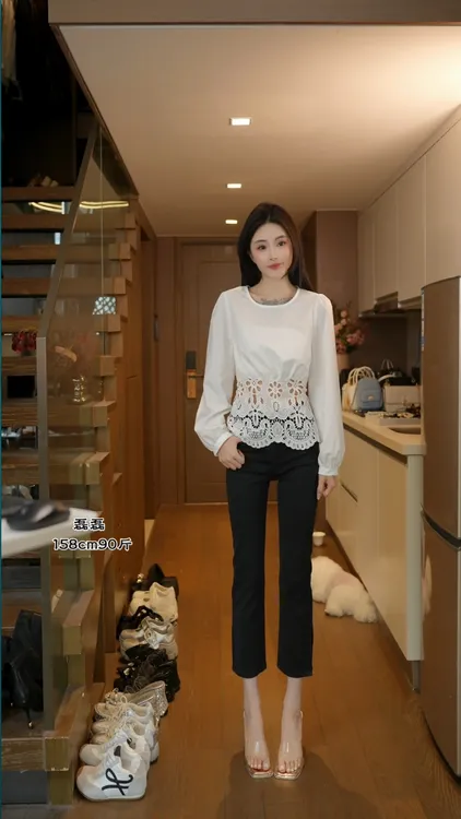 磊磊【繁花似锦】蕾丝提花上衣#6621