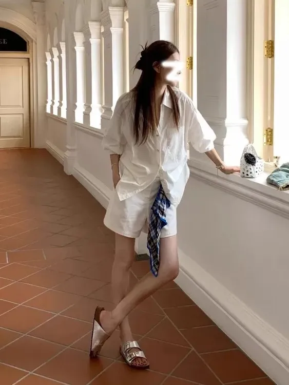 白色老钱风复古高级感气质长袖衬衣女装秋季收腰显瘦小众衬衫上衣