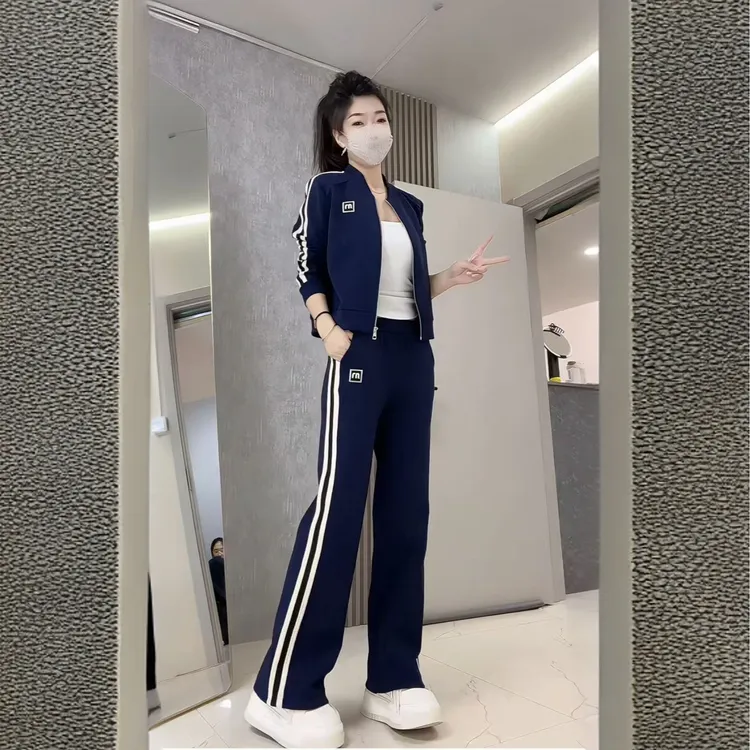 秋季新款开衫套装俩件套上衣+裤子显瘦气质运动时尚休闲阔腿
