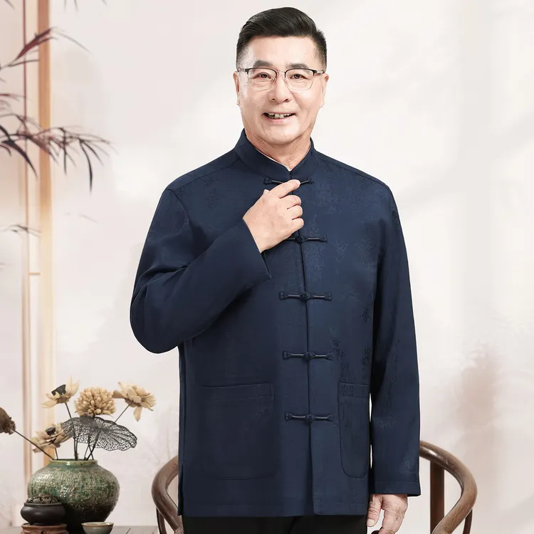 中老年唐装男士春秋季爸爸装外套中国风60岁70爷爷汉服晨练太极服