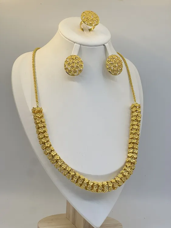 黄铜项链 TJ381 铜首饰 铜项链耳环戒指三件套