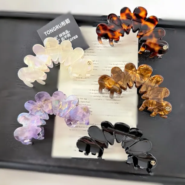 韩国醋酸France优雅气质花朵鲨鱼夹百搭简约后脑勺盘发抓夹轻奢女