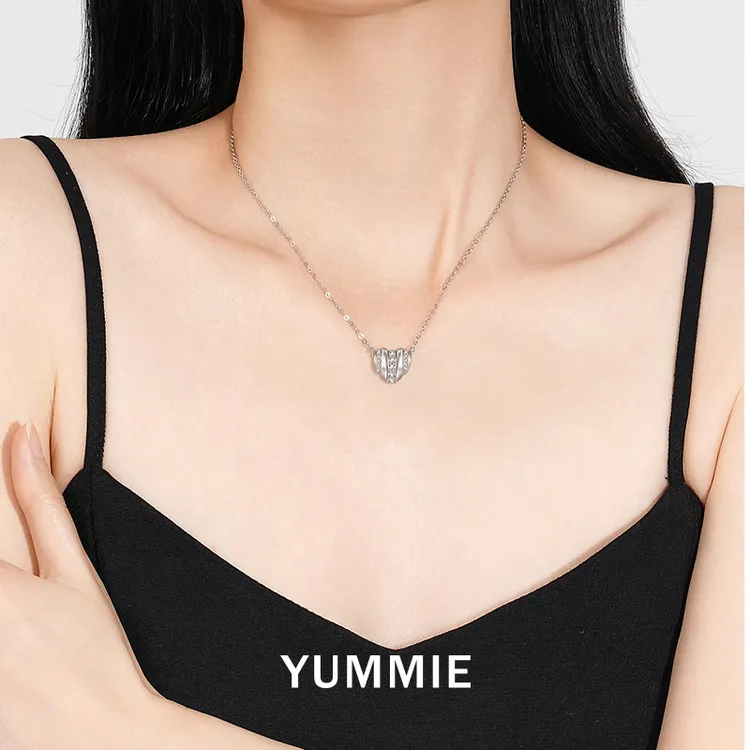 YUMMIE 坠链均925银锆石 原创设计财由心生纯银项链百搭小众银饰