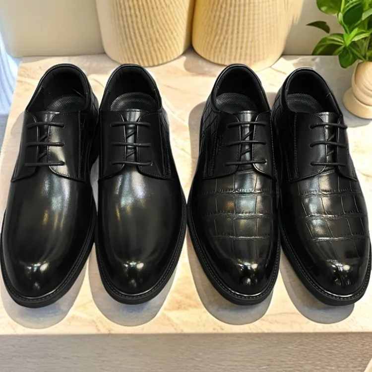 真皮商务正装皮鞋男英伦风透气德比鞋新郎结婚鞋男士百搭春秋款