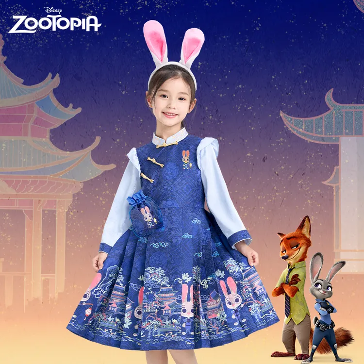 新款朱迪公主裙汉服裙子套装春秋中国风女童装女宝宝中秋节连衣裙