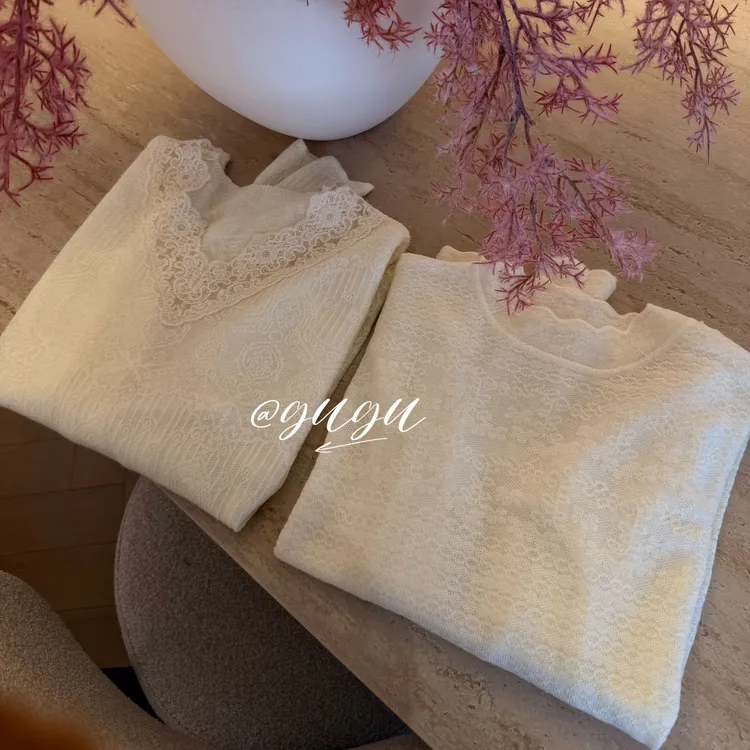 【古古】【钩花打底】钩花系列内搭保暖冬季打底衫 G25514