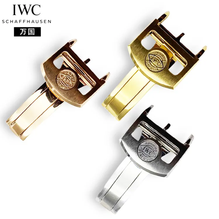 适配万国表扣IWC葡7葡计柏涛菲诺折叠扣飞行员真皮表带蝴蝶扣针扣
