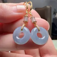 翡翠耳饰银S925镶嵌天然