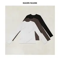 NiannNiann 新品女装基础舒适修身显瘦羊绒混纺圆领打底衫16179