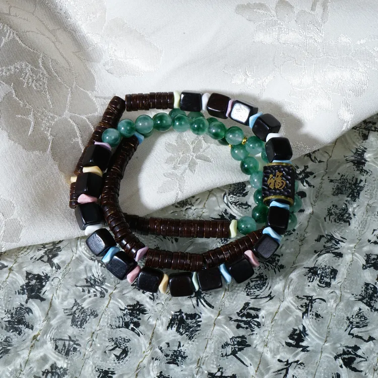 非金属木质手链 福泽三界禅意三圈手串【椰壳有孔洞属正常现象】