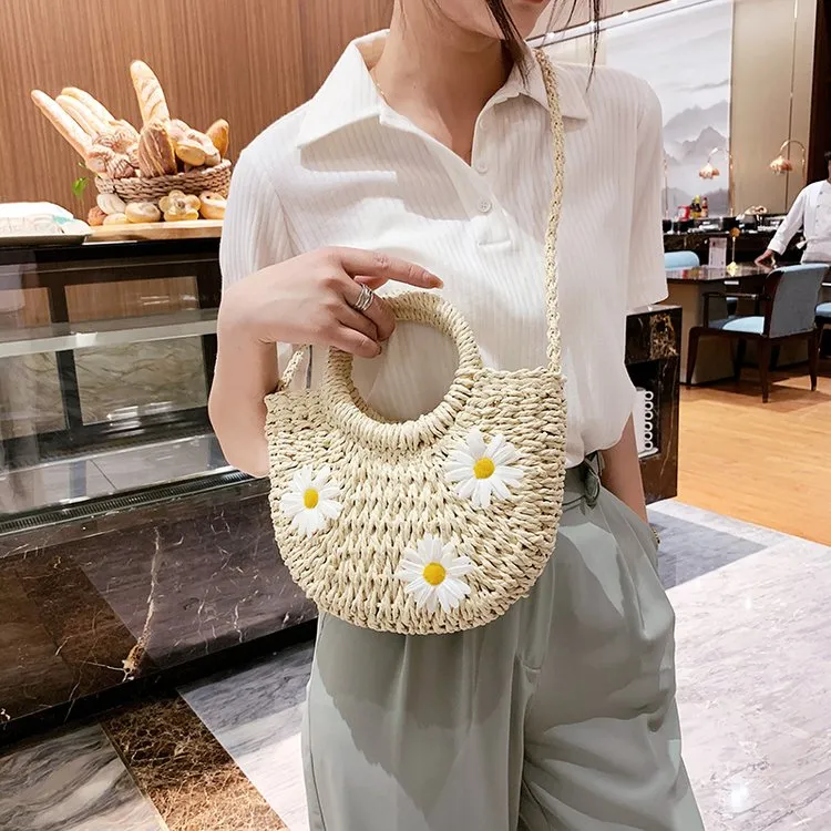 抽带编织编织包单肩包女包草编新款2025年春季