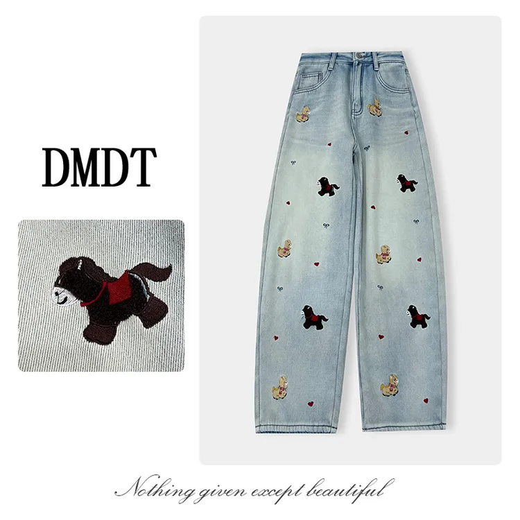 【DMDT服饰】2025冬季新品“马上有爱”刺绣加绒加厚保暖女牛仔裤6319