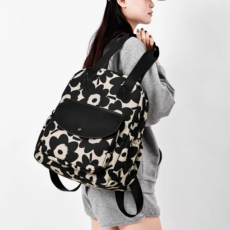 2595拉链电脑包双根防潮ins轻便轻职风减压双肩包印花