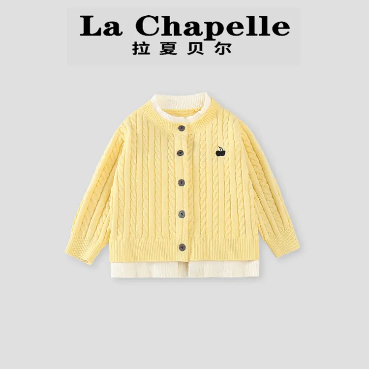  La Chapelle【拉夏贝尔】秋季洋气儿童时髦假两件针织衫LA1996