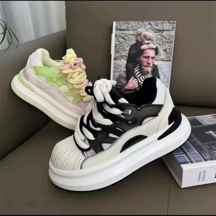 小众设计厚底潮鞋ins潮流贝壳头休闲百搭内增高透气滑板鞋小白鞋