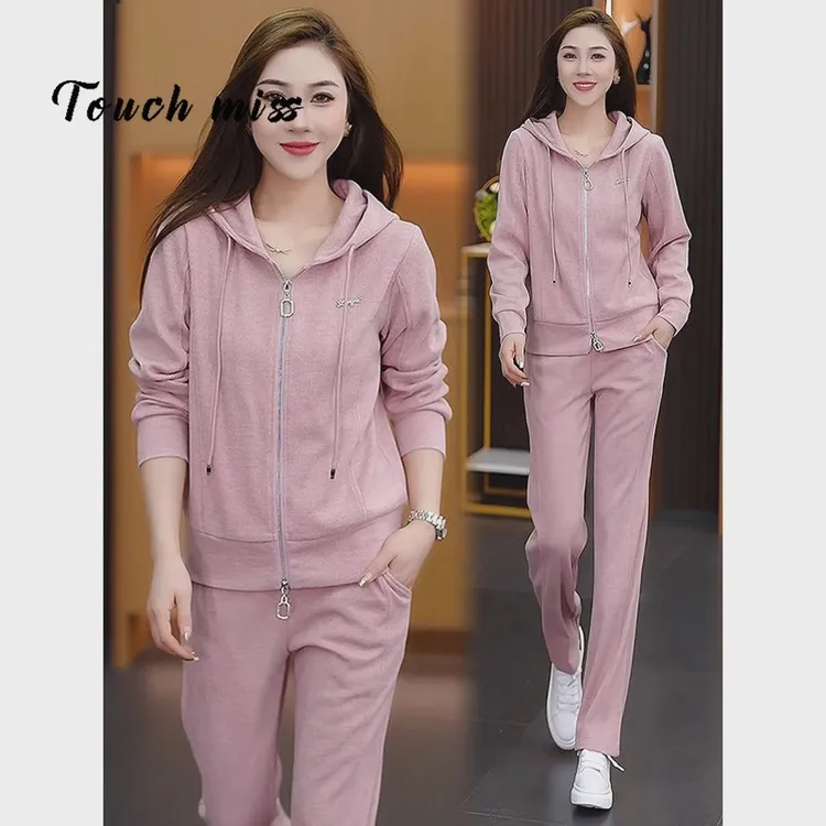 TOUCHMISS时尚潮流休闲运动套装女2025春季新款卫衣两件套跑步服