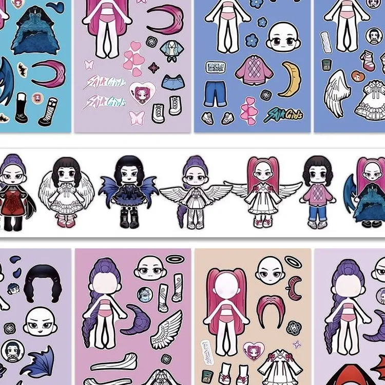 升级猎魔女团换装贴纸天使恶魔kpop儿童手工diy益智粘贴玩具