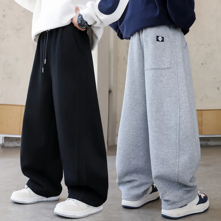 男童加绒运动裤秋冬款中大儿童一体绒裤子超好看冬装学生卫裤炸街