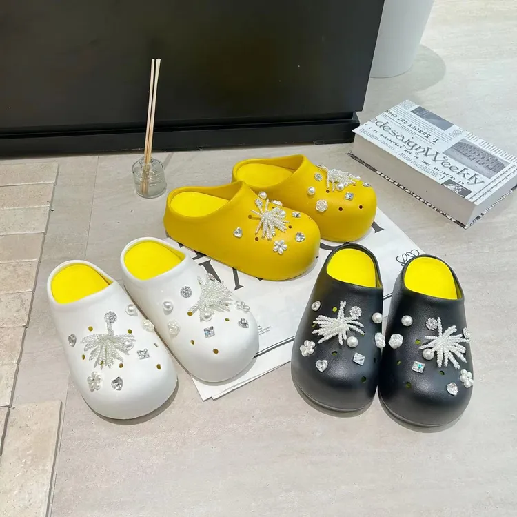 厚底高跟包头半拖鞋女外穿2025春夏新款轻便防滑洞洞鞋防水鞋