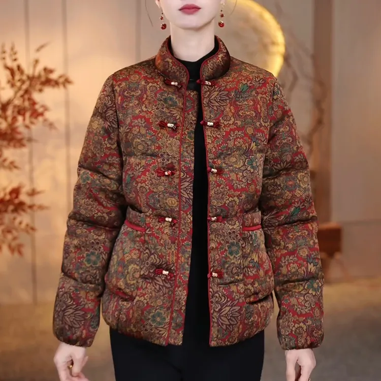 复古棉服女气质显瘦大码妈妈装上衣2025年秋冬新款新中式国风外套