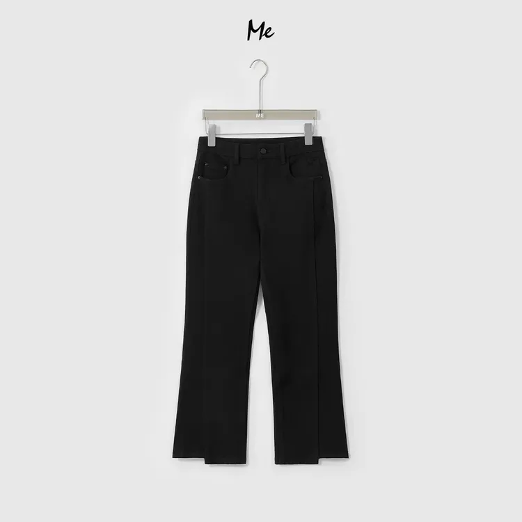 ME【酒杯错位裤（弹力磨毛）】高腰显瘦保暖百搭时尚牛仔裤MESA5595