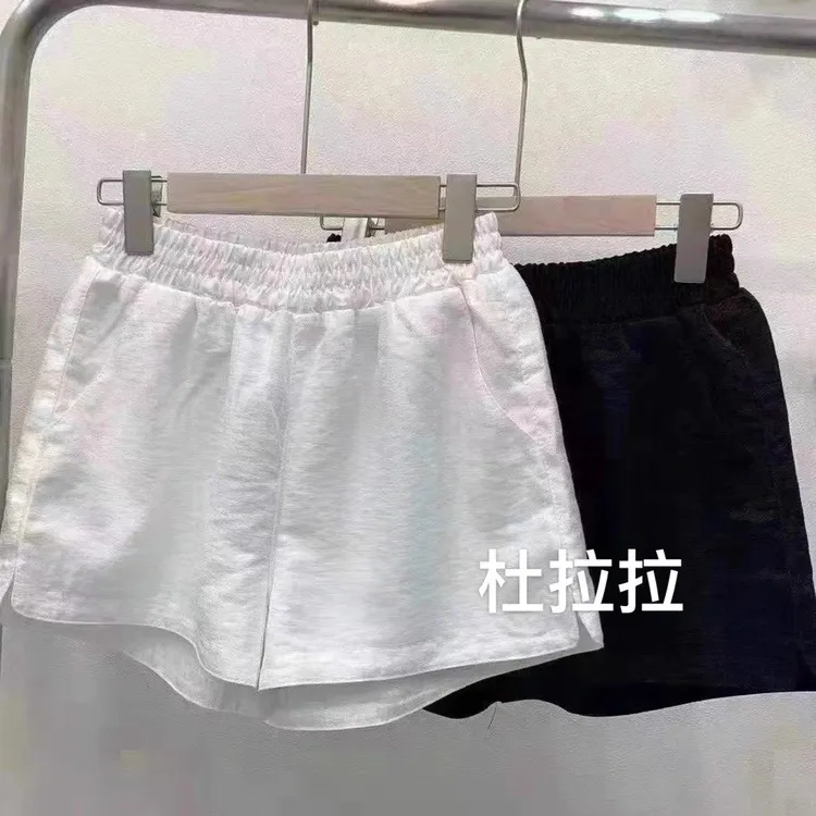 夏季亮闪闪宽松休闲短裤时尚百搭松紧腰短裤显瘦打底短裤设计感