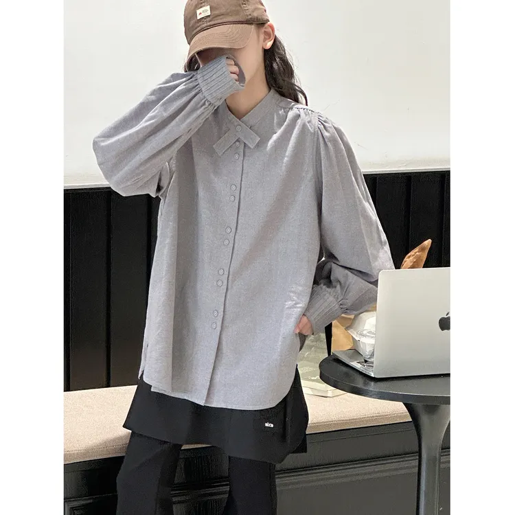 K29817孙小美慵懒风女童长袖衬衫秋装儿童上衣2025新春秋大童衣服