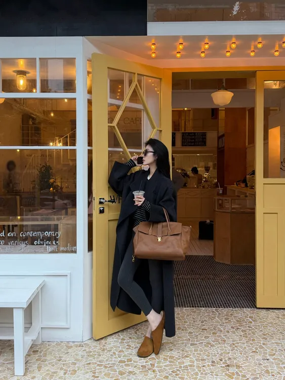 VVHYME | 绵羊毛大翻领长款双面呢毛呢大衣