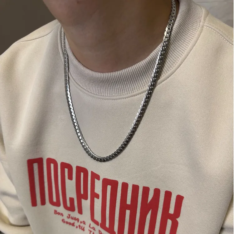 钛钢项链 压花古巴链6mm不褪色项链简约高级感小众设计