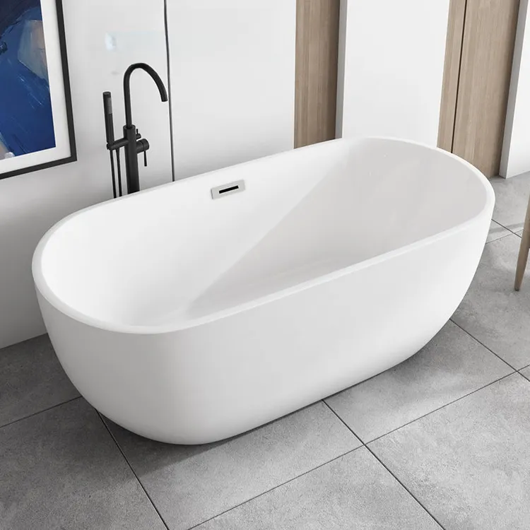 2025独立式亚克力成人小户型薄边圆蛋形酒店浴缸浴盆