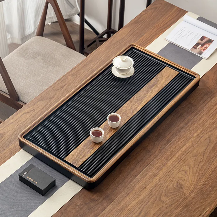 新中式高端茶盘沥水泡台茶具排水两用干泡盘家用桌面实木茶台