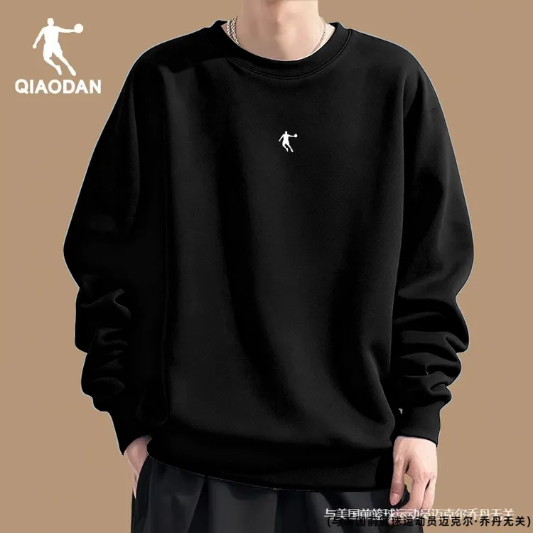 乔丹男士卫衣加绒加厚圆领套头长袖打底衫宽松休闲百搭运动上衣