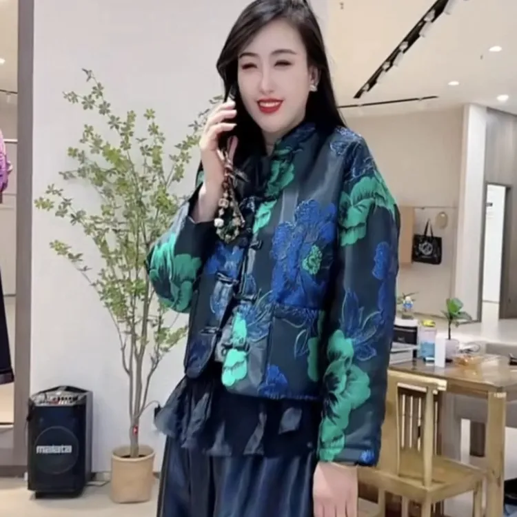 8590中国风宋锦提花短款保暖棉服