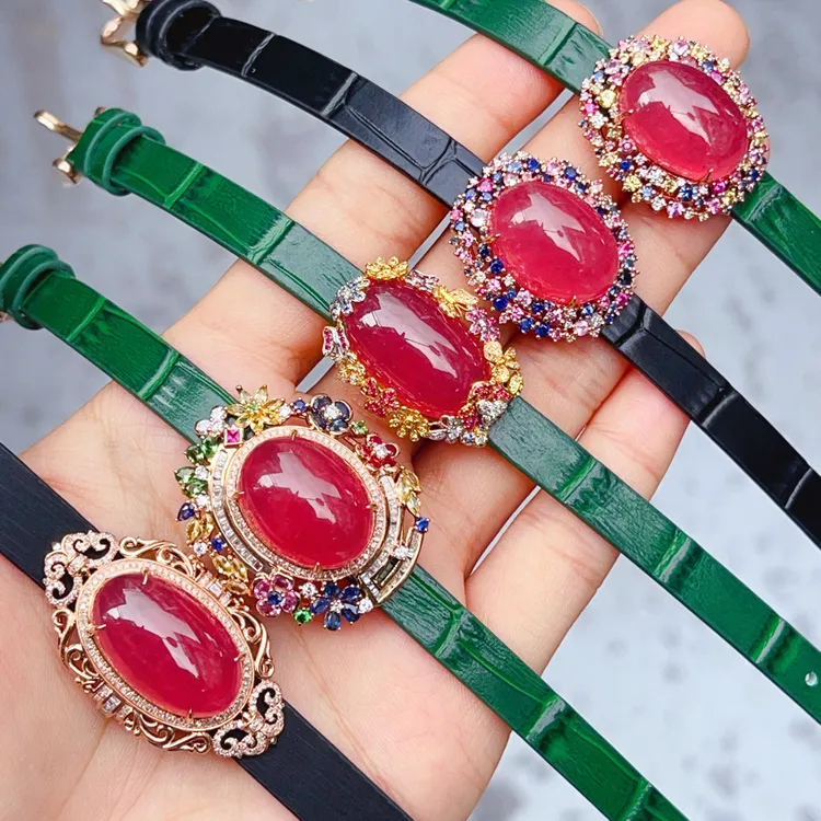 红纹石之家 天然老矿蛋面随形手牌吊坠多用款设计款18k金镶嵌