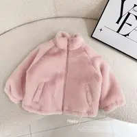 女童冬季时尚纯色立领加厚绒毛毛外套825391