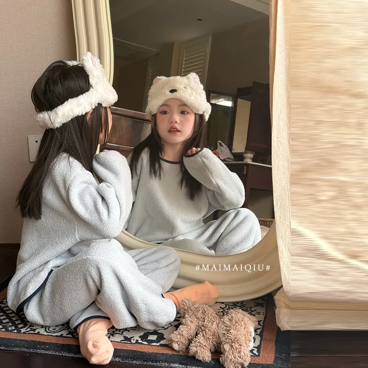 现货「麦麦秋」【马卡龙】雪粒绒女中大童冬季家居服睡衣套装GD2694