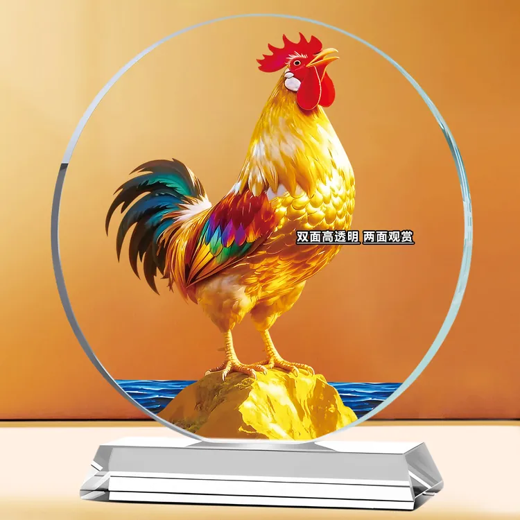 金鸡生财十二生肖大公鸡水晶摆件吉祥物安宅桌面办公室客厅装饰品
