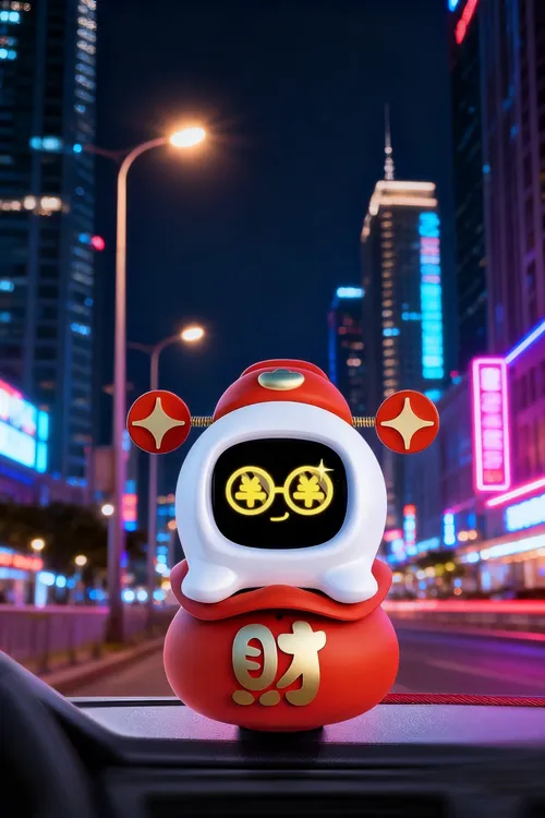 智能语音车载财神爷AI聊天搭子汽车吉祥物车载摆件电子潮玩爆款