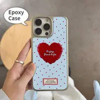 韩系蓝色波点爱心滴胶适用苹果17promax手机壳iphone16新款1543女