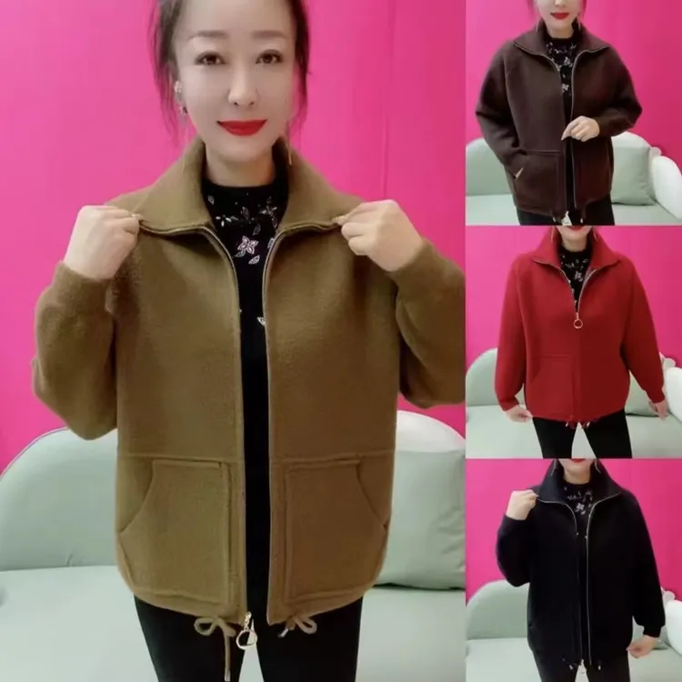 《专柜品质》秋季新款气质纯色后背字母洋气休闲时尚百搭妈妈外套Z