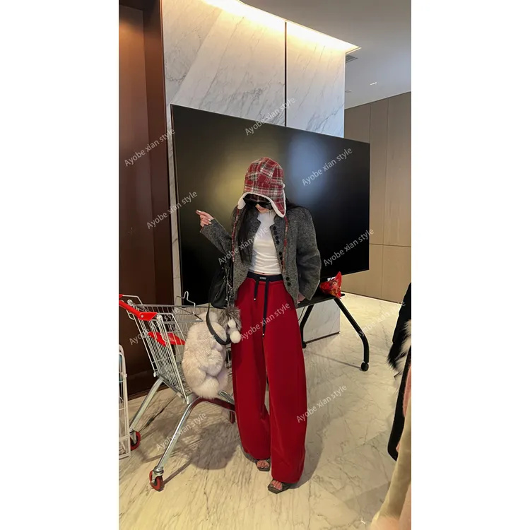 【AYOBE】小贤 美式百搭显瘦休闲风加绒保暖裤秋冬辣妹潮流长裤